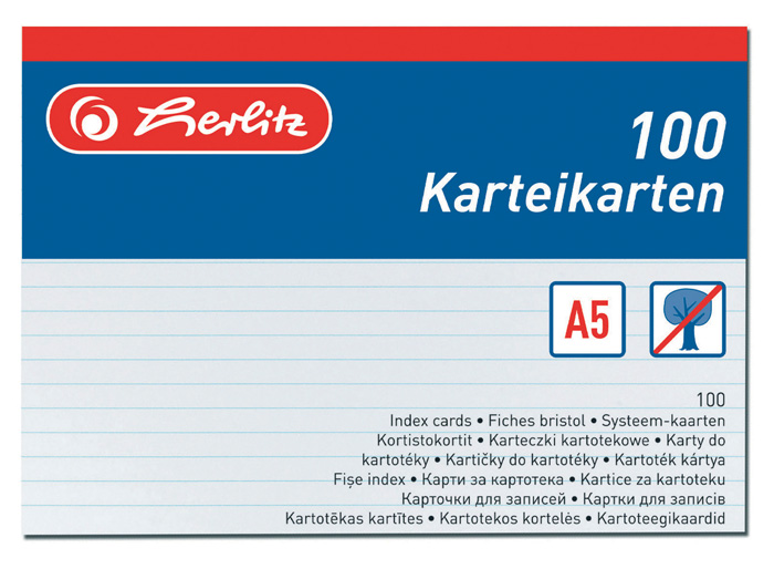 Herlitz 01150507 náhradní karty do kartotéky 100 ks A5