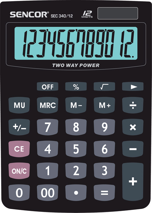 Sencor SEC 340 stolní kalkulačka displej 12 míst